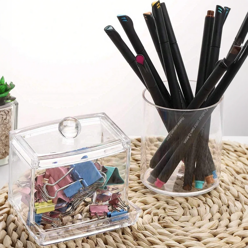 3pcs Clear Plastic Swab Dispenser and Qtip Holder for Bathroom - Storage Canister for Bath Salts, Rounds and More