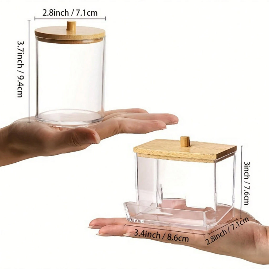 3pcs Clear Plastic Swab Dispenser and Qtip Holder for Bathroom - Storage Canister for Bath Salts, Rounds and More