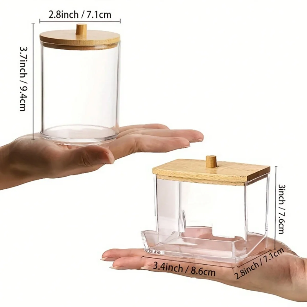 3pcs Clear Plastic Swab Dispenser and Qtip Holder for Bathroom - Storage Canister for Bath Salts, Rounds and More