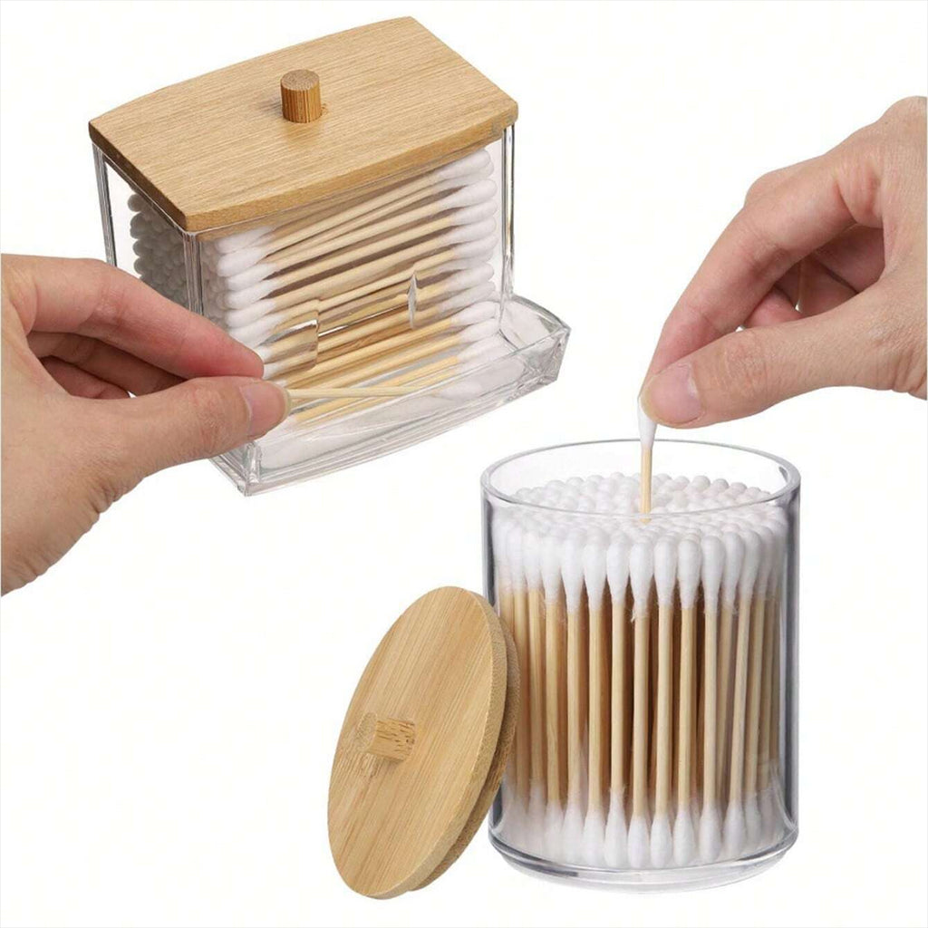 3pcs Clear Plastic Swab Dispenser and Qtip Holder for Bathroom - Storage Canister for Bath Salts, Rounds and More
